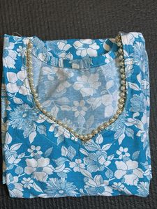 Blue Floral Print Tunic Top
