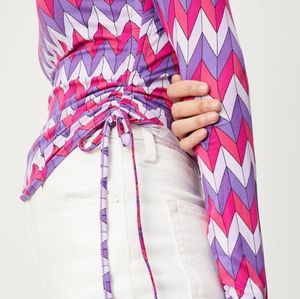 MAX Geometric Printed Crop Top with Ruching