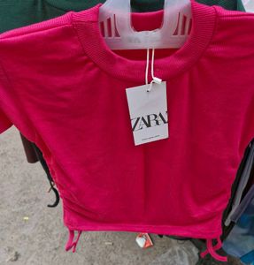 Zara Pink Ruched Crop Top