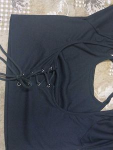 Black Long Sleeve Corset Style Top