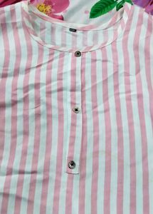 Pink Striped Button-Up Top