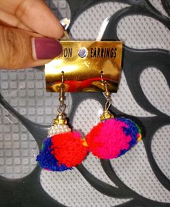 Colorful Pom Earing