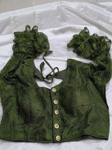 Green Blouse with Embroidery