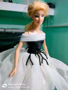 White And Black Gown For Barbie Doll