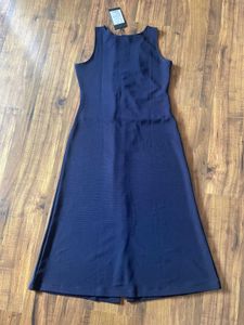 Navy Button-Down Midi Dress