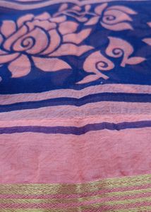 Peach Floral Saree with unstitched blouse