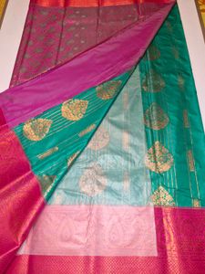 Elegant Green &amp; Pink  Boarder Saree
