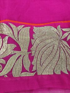 Gold Embroidery Pink Dupatta