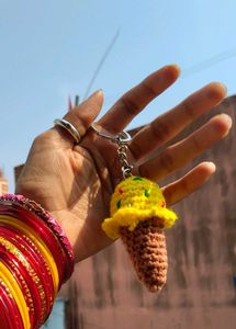 Crochet Ice Cream Keychain