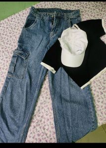 Wide Leg Blue Cargo Jeans💙