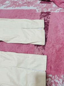 Leather Beige Straight Cutout Pant