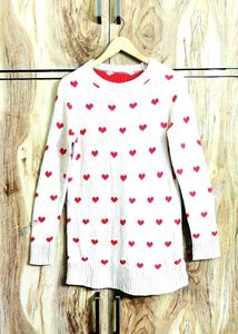 Heart Pattern Knit Sweater size-36-M
