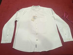 White Band Collar Long Sleeve Shirt