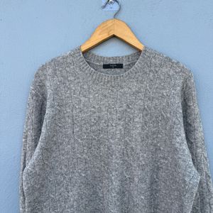 Gray Knit Pullover Sweater