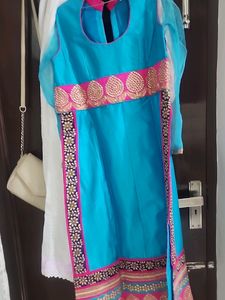 Raw Silk SUIT With Net Dupatta