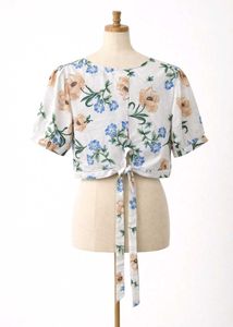 Floral Tie-Front Crop Top