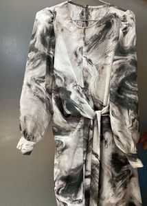 Marble Belted A-Line Dress