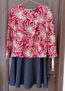 Elegant Red & Black Dress