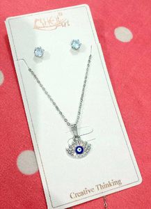 Evil Eye Necklace & Earring Set