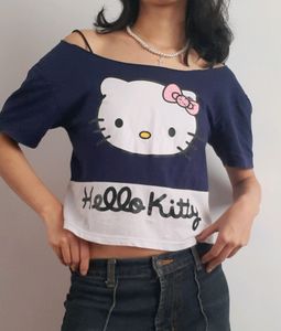 Hello Kitty Crop YK2 offshoulder T Shirt