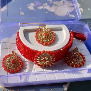 Red Kundan Jewelry Set