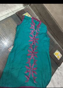 2Kurta Combo Set Green,blue Animal Print