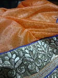 Peach Net Saree