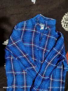 Blue Plaid Button-Down Shirt