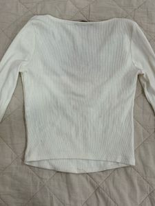 Zara White Square Neck Top
