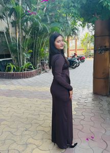 Brown Turtleneck Maxi Dress