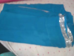Teal Saree with Silver Border