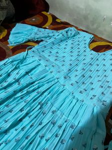 Aqua Pleated Butterfly Dress