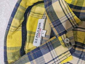 US Polo Yellow Checkered Shirt (Size L)