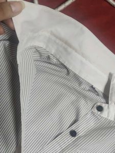 White And Black Striped Formal Shirt