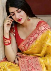 Yellow &amp; Red Banarasi Silk Saree