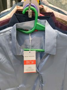 Elegant Blue Satin Shirt