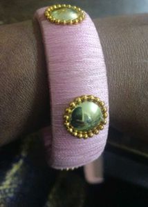 Pink & Gold Silk thread Handmade Bangle