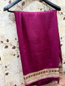 Beautiful Wine Color Saree With Blouse