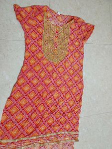Red & Orange Printed Suit