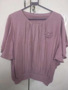 Mauve Flowy Blouse with Floral Detail