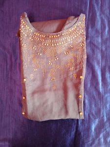 Party Wear Kurta With Plazo Grey Colour L Size