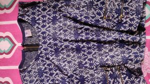 Navy Patterned Sleeveless Top