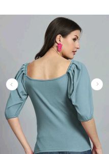 Light Blue Puff Sleeve Top