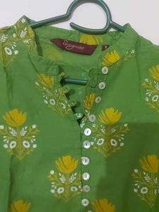 Green Printed Cotton Kurta