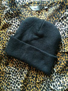 Black Embroidered Beanie