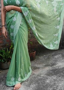 Green Embroidered Saree
