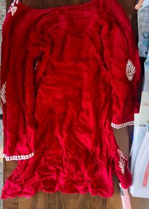 Elegant Red Embroidered Kurta