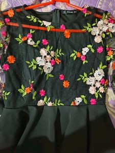 Shein Black Floral Peplum Top