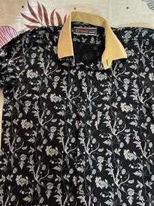 Men Black Floral Shirt