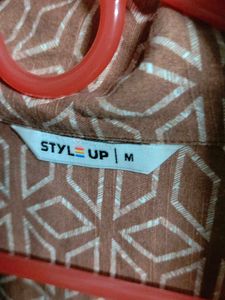 Brown Geometric Print Shirt